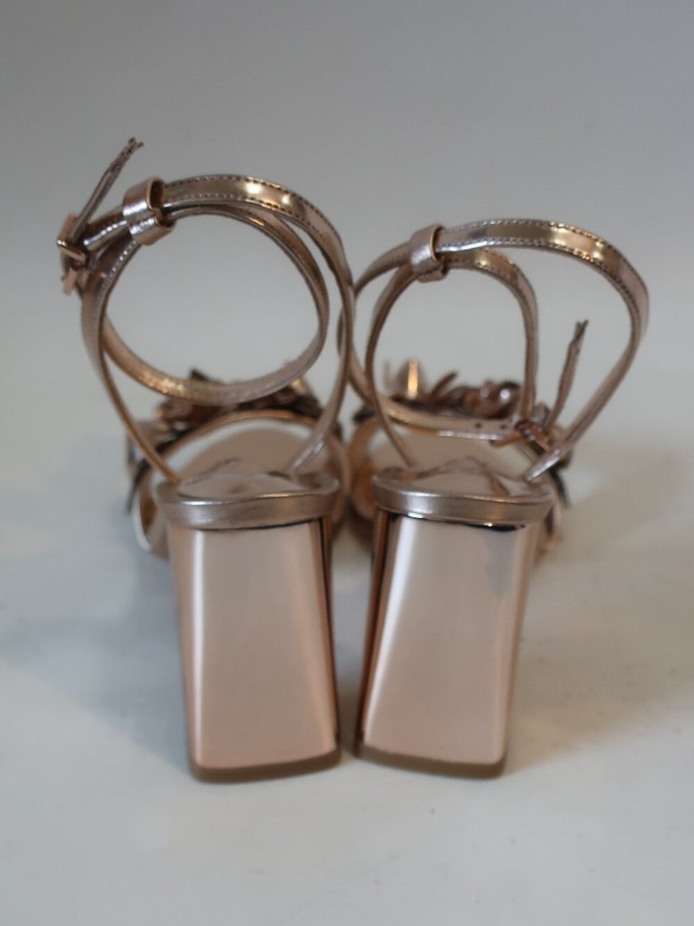Sophia Webster Rose Gold Floral Ankle-Strap Block Heel Sandals - Picture 9 of 14